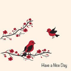 Cute red birds card
