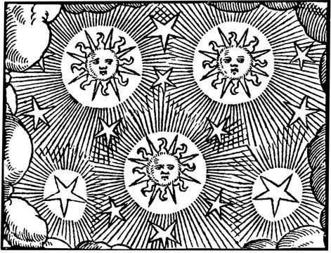 Vintage draving suns and stars