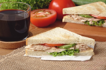 Tuna Sandwich with black coffee