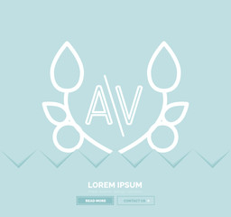 Abstract geometric linear hipster floral icon, frame design, flat style. Banner