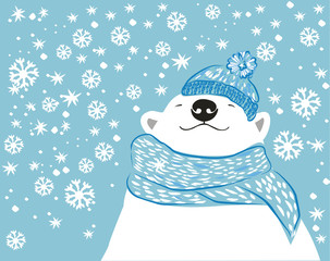 Polar Bear Winter holiday snowflake