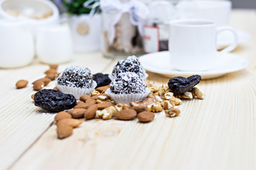 Homemade candy with coconut powder