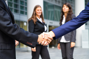 Business handshake and business people