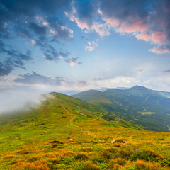 green mountain ridge before a dawn