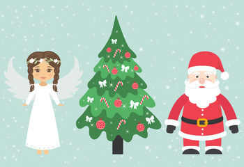 santa claus and christmas angel 