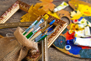 Fototapeta premium Paints and brushes 