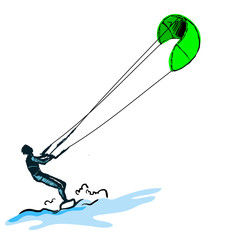 illustration the guy rides a kite
