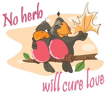 
Illustration of  Two Love birds an Adage Postcard