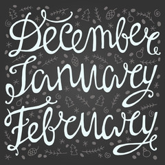 Hand drawn autumn inscription months