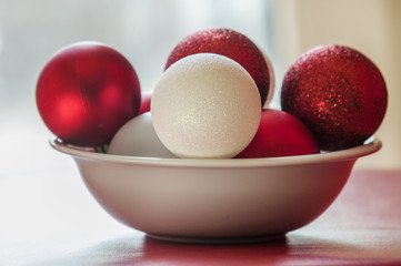 Holiday background red and white balls