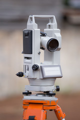 Surveyor equipment tacheometer or theodolite outdoors