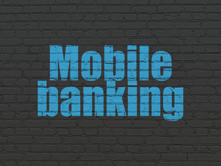 Fototapeta na wymiar Money concept: Mobile Banking on wall background