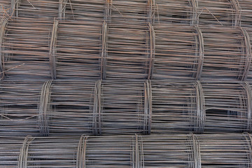 Rolls of wire mesh placed them in storage awaiting disposal.