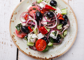 Greek salad.selective focus