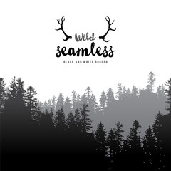 Materiał do szycia seamless coniferous forest border