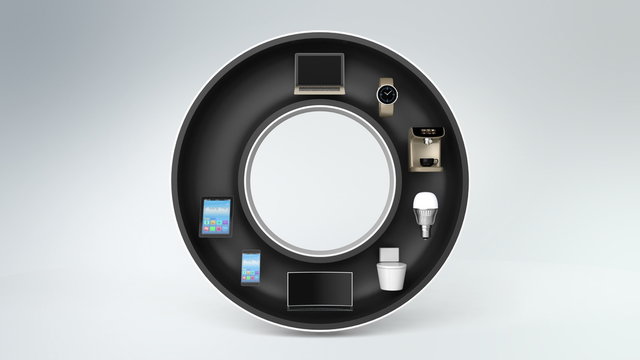 Smart appliance in word IoT. Internet of Things in consumer products concept.