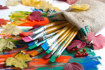Obraz premium Paints and brushes 