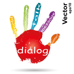 Vector conceptual children painted hand print word cloud