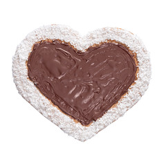 Homade chocolate heart with coconut topping isolated on white background