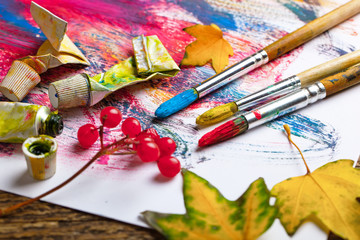 Obraz premium Paints and brushes 