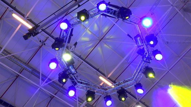 Spectacular light show from the stage lighting rig (moving head, generic and LED fixtures)