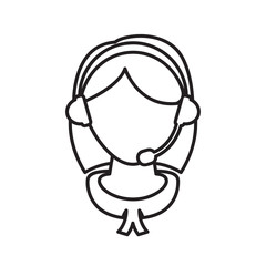 Flat design of a girl with headset .Vector illustration