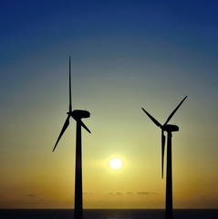 Windmills at sunrise