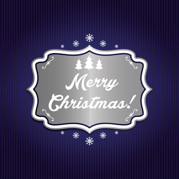 Illustration winter label with text Merry Christmas. Vector