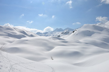 Snow covered moutains in Slovenia