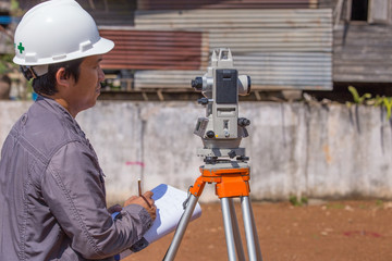 Engineers use tacheometer or theodolite for survey line columns