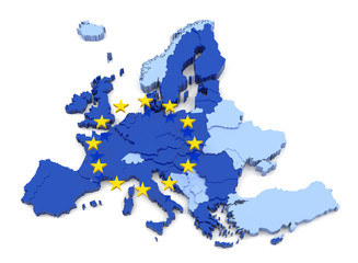European Union Map with Flag