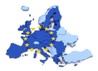 Obraz premium European Union Map with Flag