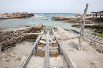 Fototapeta na wymiar Fishing Boat Ramps, Es Calo, Formentera