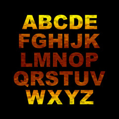 Design elements - gold 3D font. Set. Vector illustration