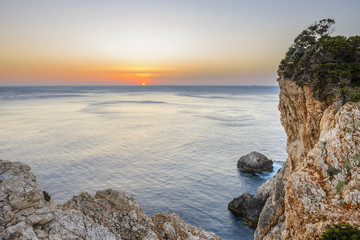 Sunset in the cape of Doukato, Lefkada island (Greece)