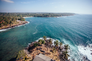 Beautiful ocean in Sri Lanka. View from top of lighthouse Dondra