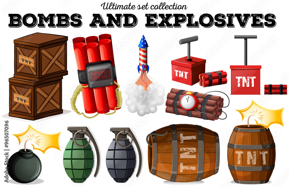 Wall mural bombs and explosive objects