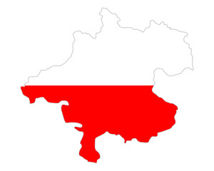 Karte und Fahne von Oberösterreich