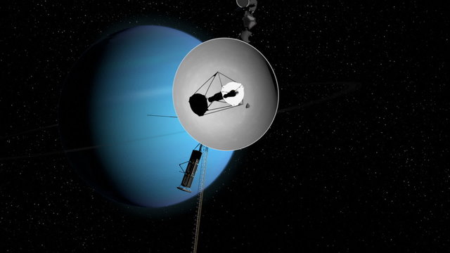 Voyager 2 space probe approaching Uranus.
