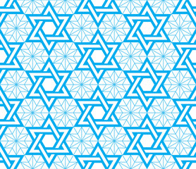 Jewish, Star of David blue seamless pattern