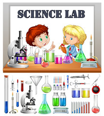 Children working in the science lab