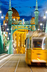 Liberty Bridge with tram, Budapest, Hungary