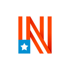N letter with american stars and stripes.