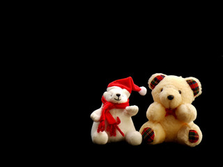 ฺBear doll isolated on black background