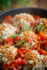 meatballs in sauce with sweet pepper