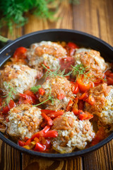 meatballs in sauce with sweet pepper