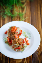 meatballs in sauce with sweet pepper