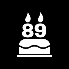 The birthday cake with candles in the form of number 89 icon. Birthday symbol. Flat