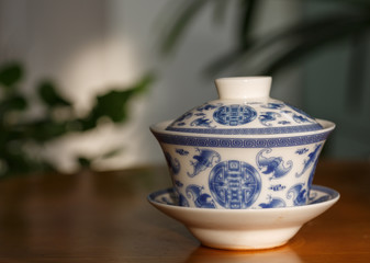 A   Chinese style blue and white porcelain cup