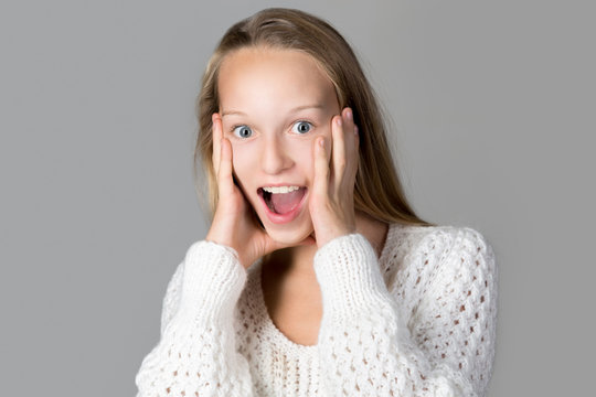 Girl expressing excitement